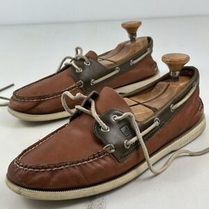 Sperry‎ Top-Sider Men's 10 Two-Tone Leather Boat Shoes Chestnut Brown 2 Eye Deck